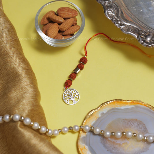 Rudraksha Bhai Bhabhi Combo Rakhi (For Spiritual Growth and Reducing Stress)