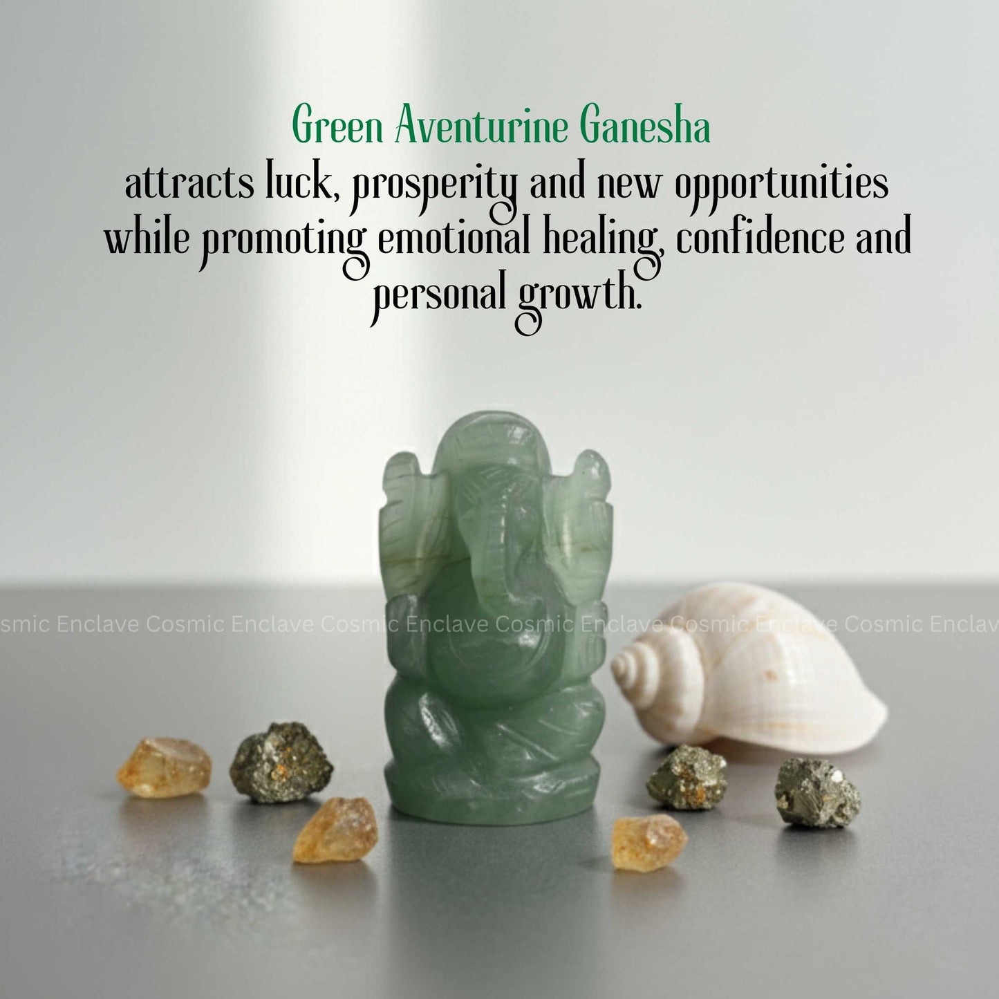 Green Aventurine Ganesha (For Luck, Prosperity and Emotional Balance)