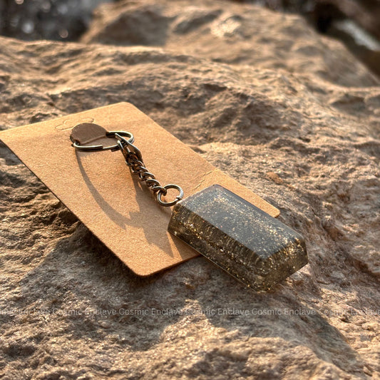Money Magnet Pyrite Keyring (Rectangle)