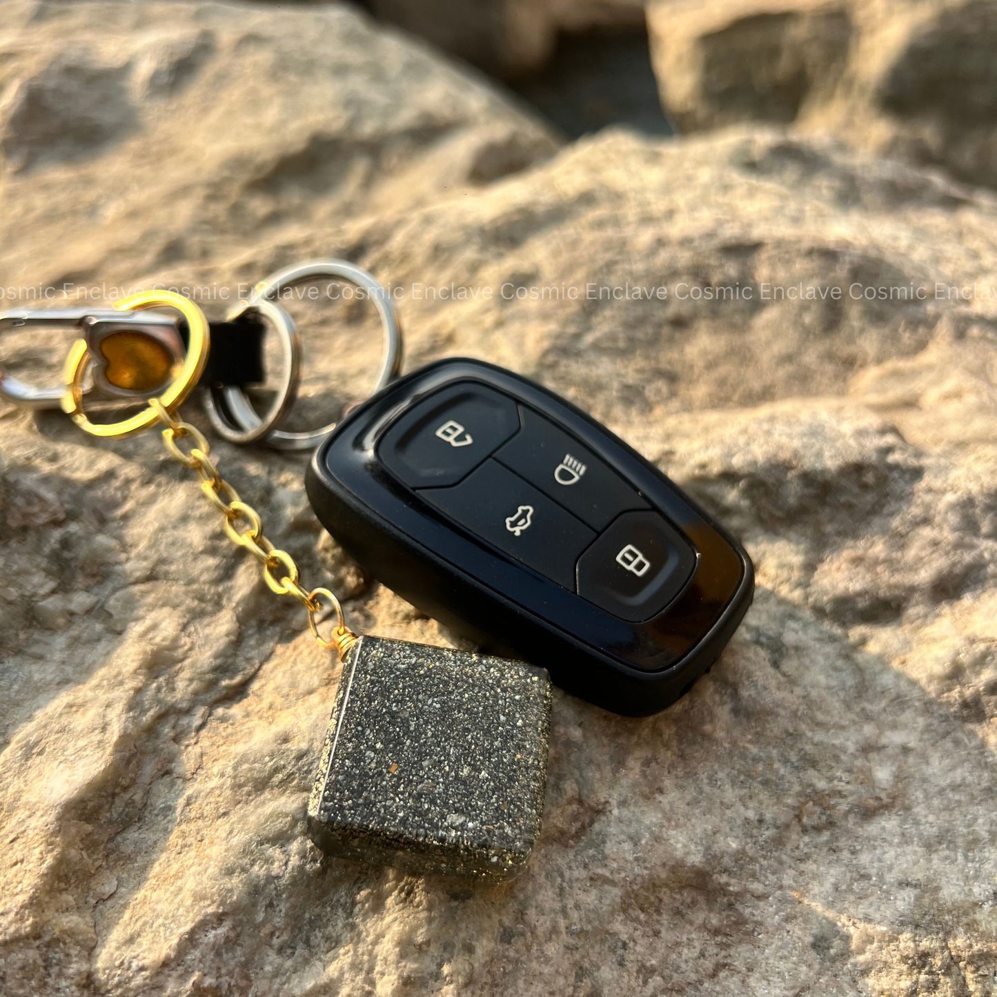 Money Magnet Pyrite Keyring (Square)