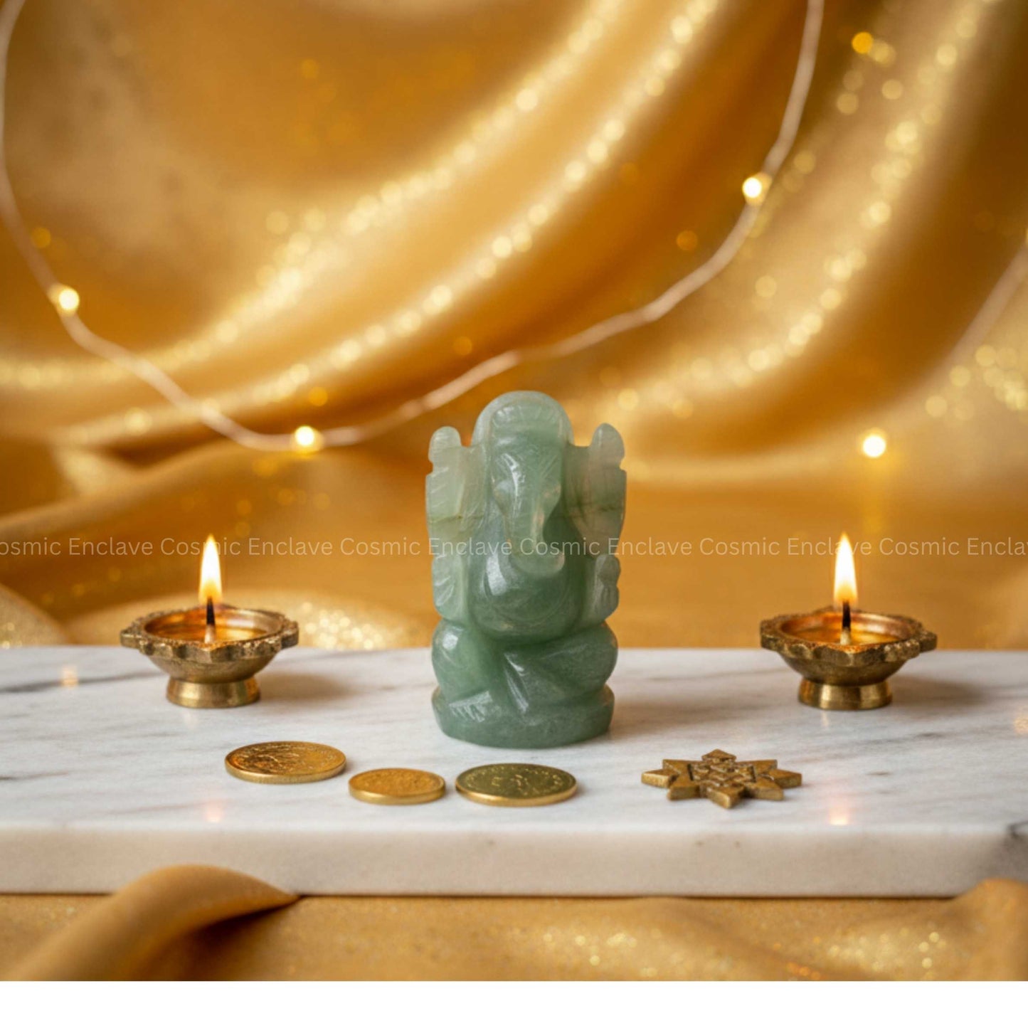 Green Aventurine Ganesha (For Luck, Prosperity and Emotional Balance)