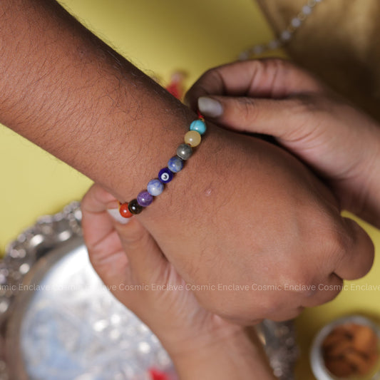 Super 9 Chakra with Evil Eye Bhai Rakhi (For Health and Wellbeing)