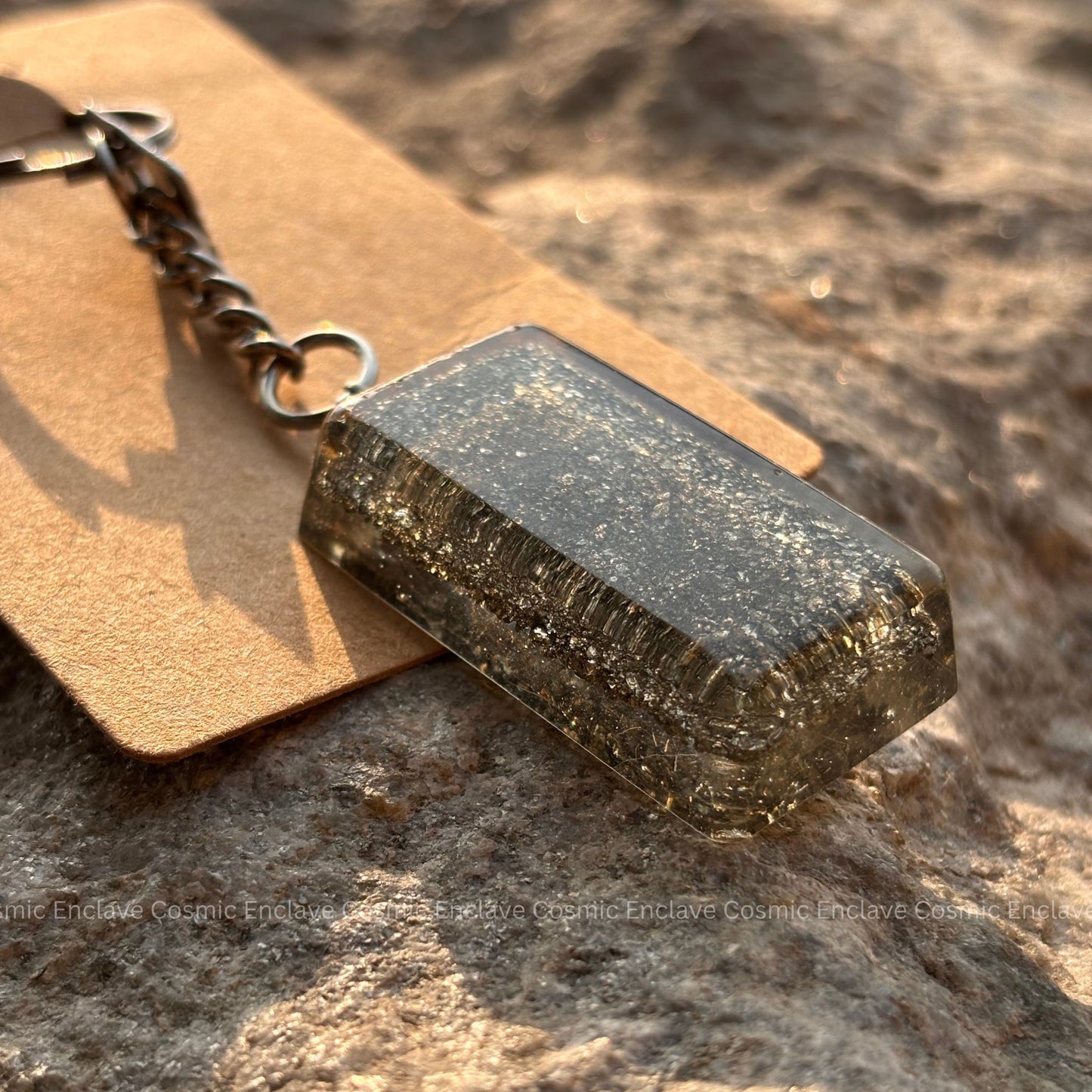 Money Magnet Pyrite Keyring (Rectangle)