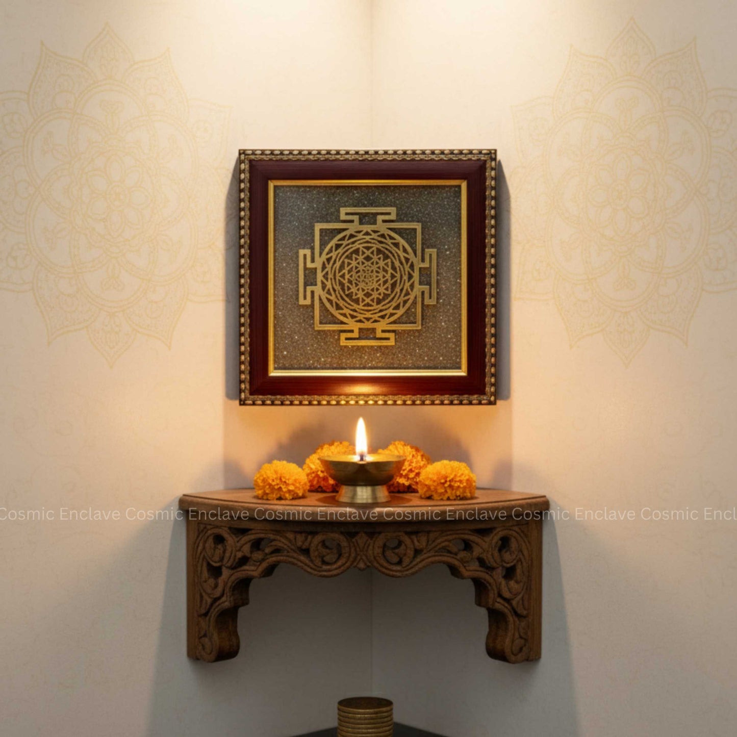Shree Yantra Pyrite Frame (for Ultimate Prosperity & Divine Manifestation)