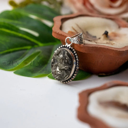 Raw Pyrite Oval Pendant
