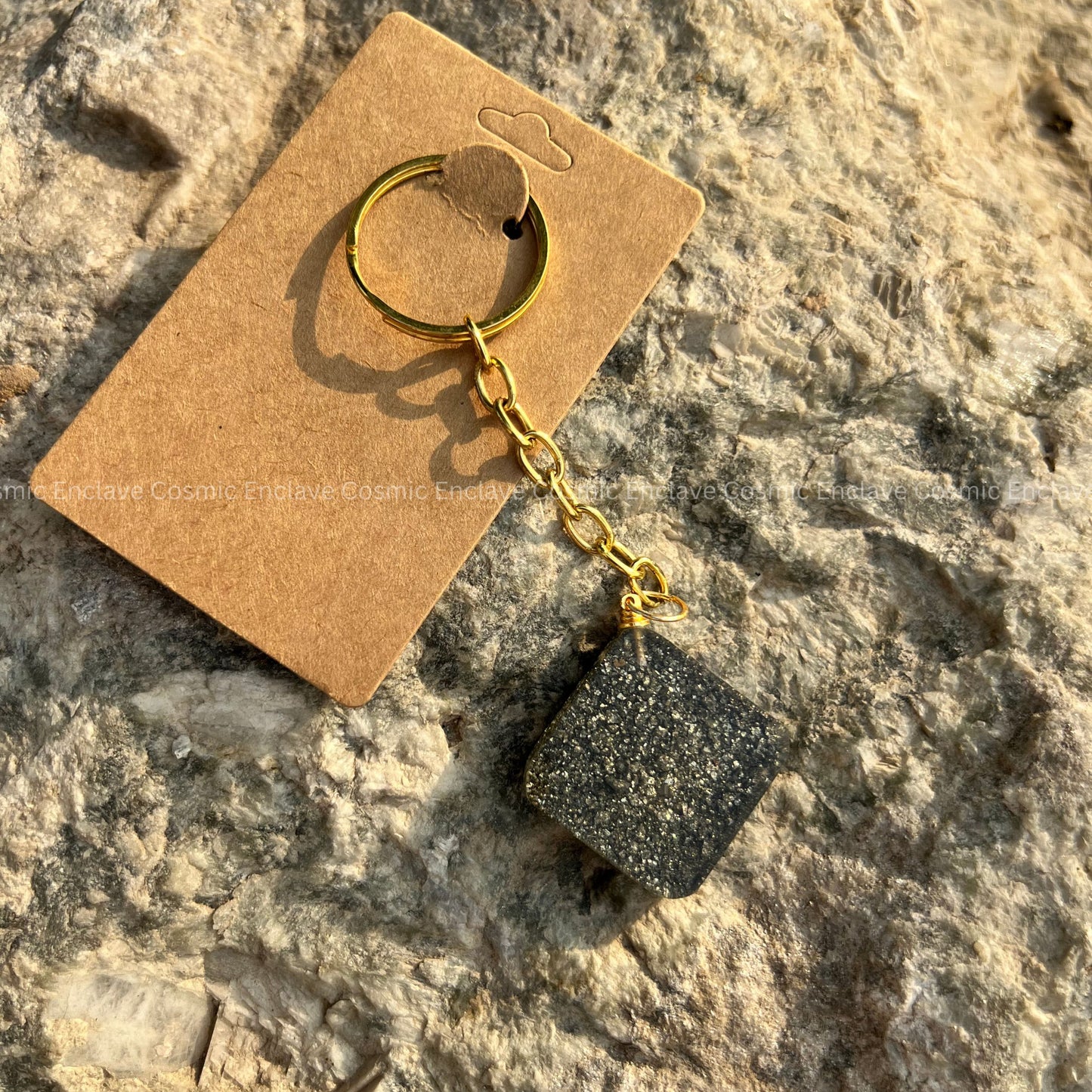 Money Magnet Pyrite Keyring (Square)