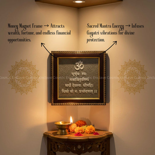 Gayatri Mantra Pyrite Frame (For Divine Protection and Aura Cleansing)