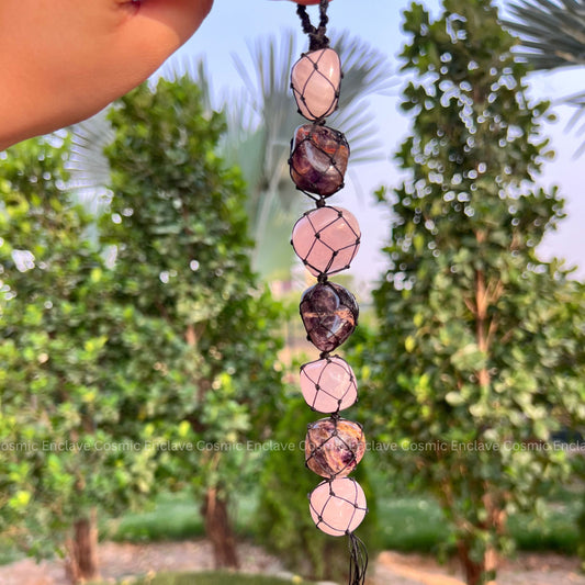 Rose Quartz and Amethyst Hanging Tumbles