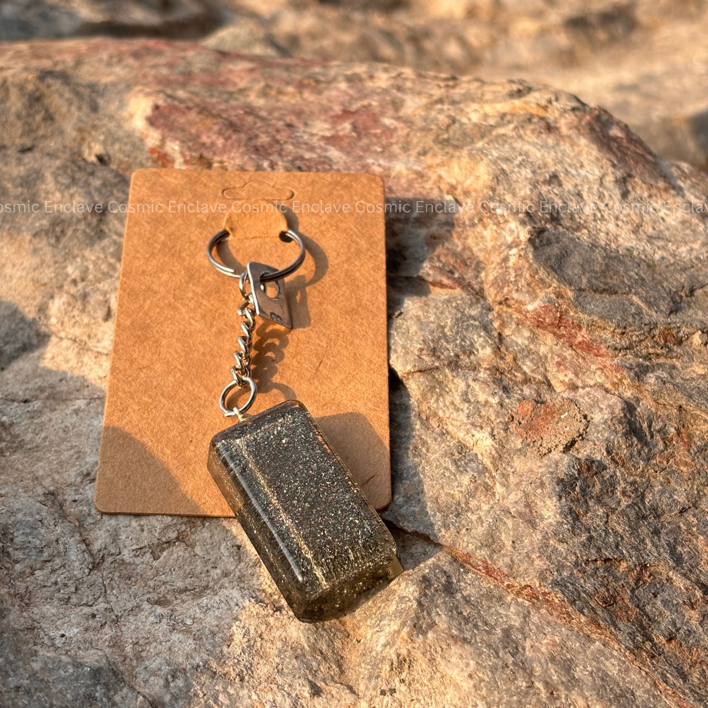 Money Magnet Pyrite Keyring (Rectangle)