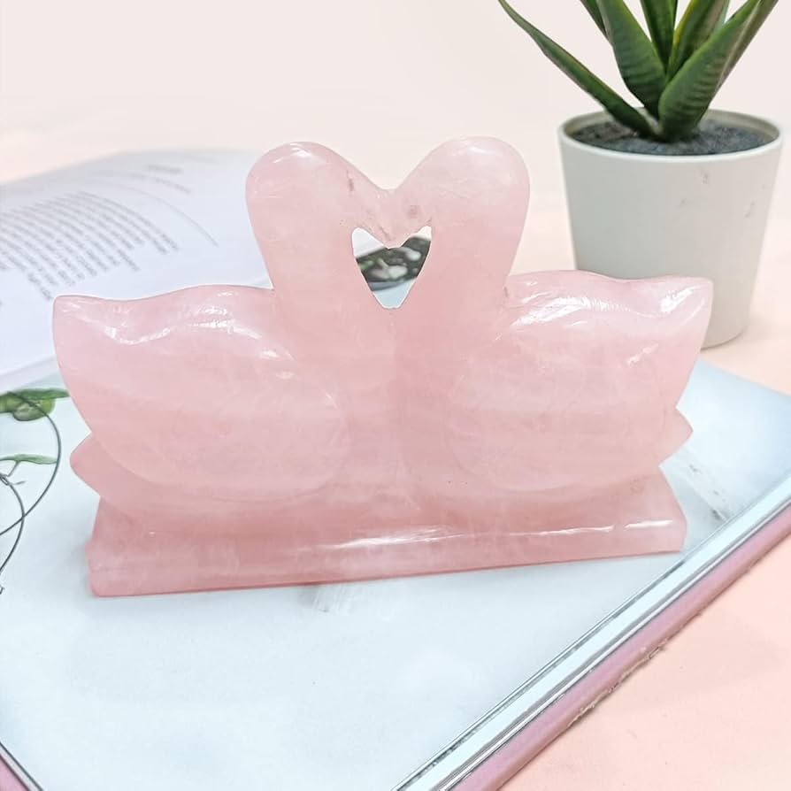 Rose Quartz Swan Pair (For Love and Relationship)