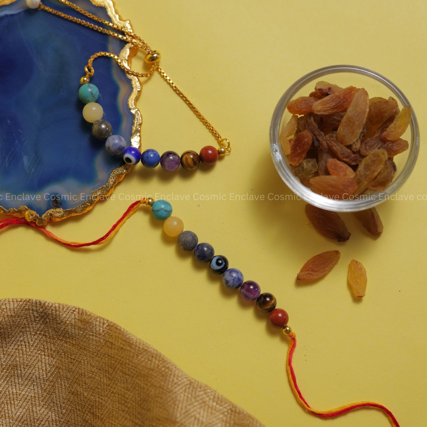 Super 9 Chakra with Evil Eye Bhai Bhabhi Combo Rakhi (For Health and Wellbeing)