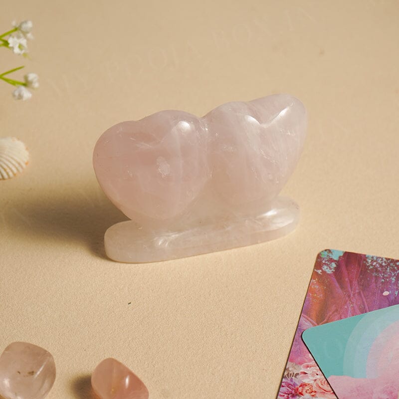 Rose Quartz Double Heart (For Love and Relationship)