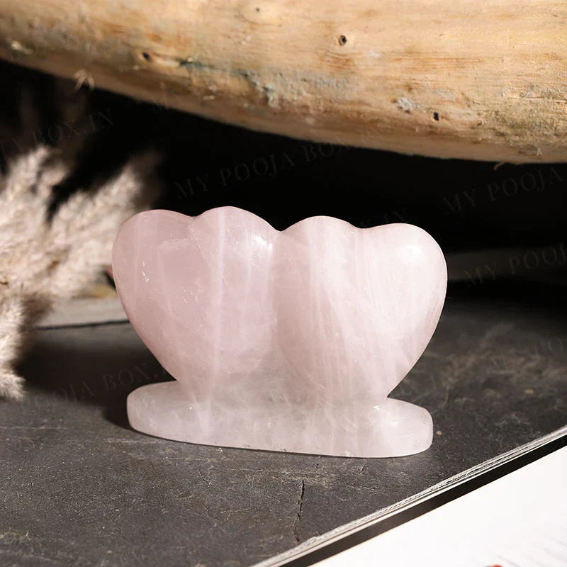 Rose Quartz Double Heart (For Love and Relationship)