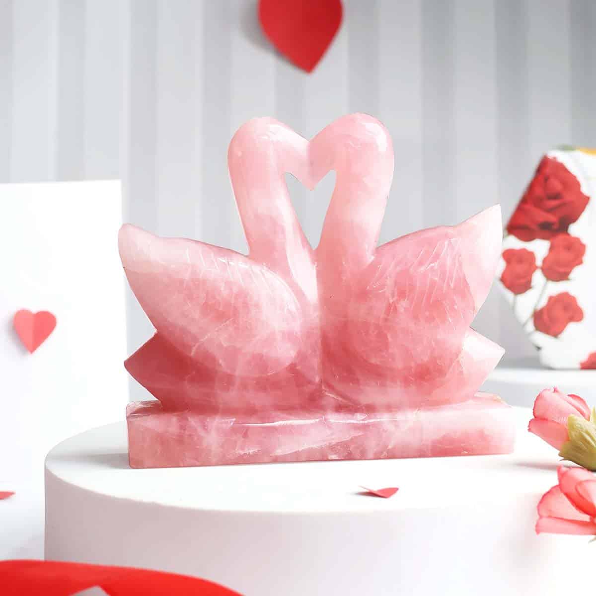 Rose Quartz Swan Pair (For Love and Relationship)