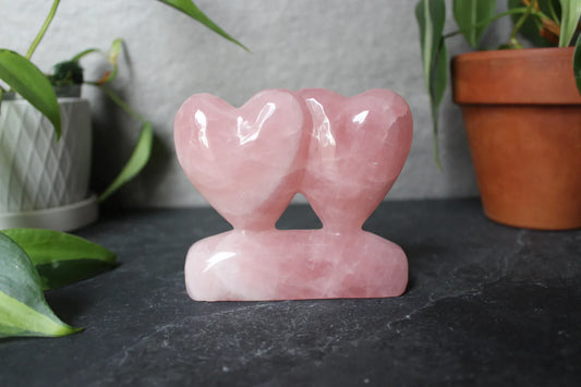Rose Quartz Double Heart (For Love and Relationship)