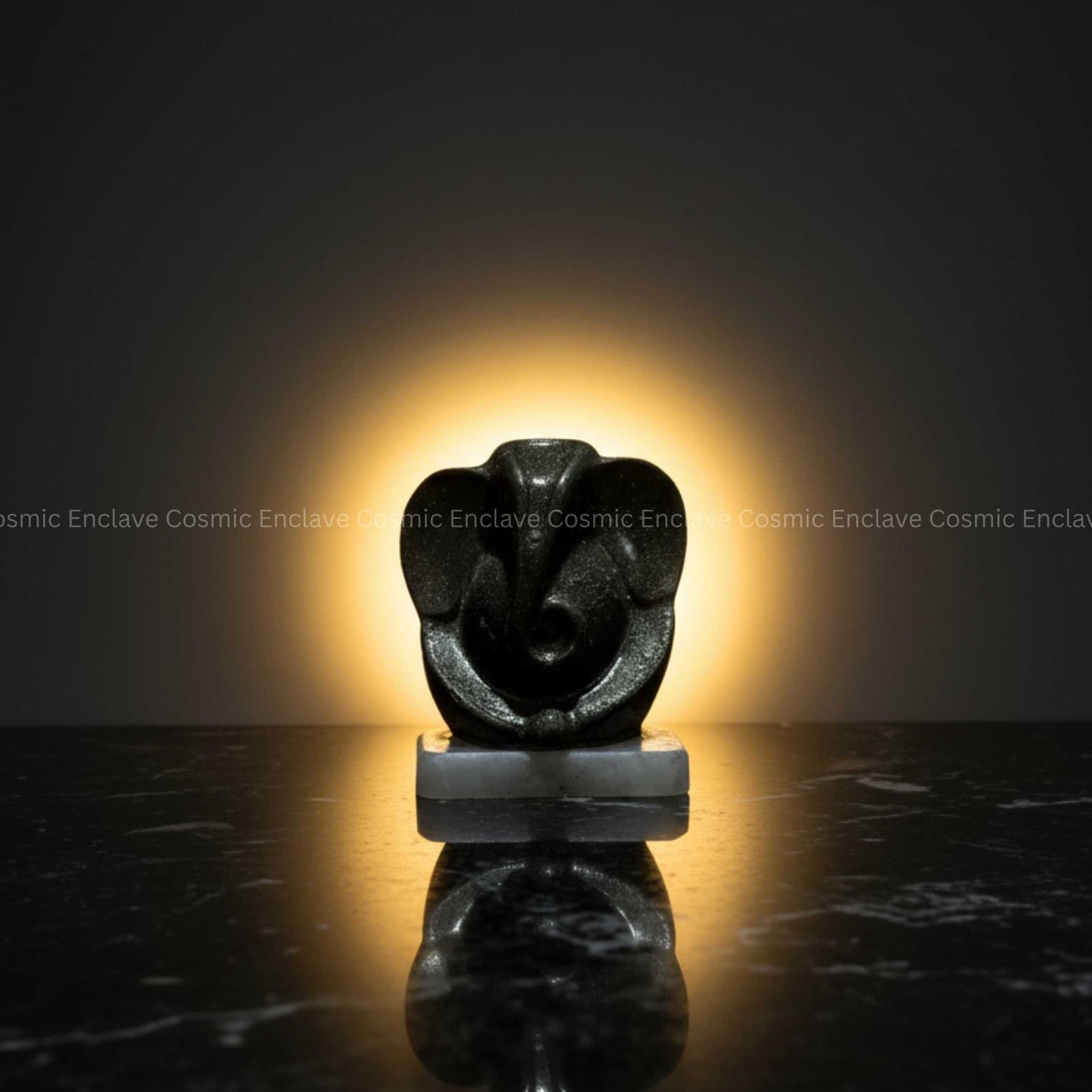Pyrite Ganesha (With Selenite Plate) (Unveiling Wisdom & Prosperity)