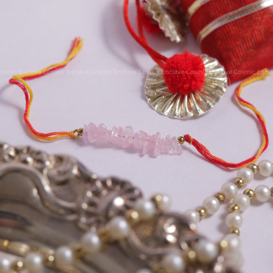 Rose Quartz Chips Bhai Rakhi(For Selflove and Brother-Sister Bonding)