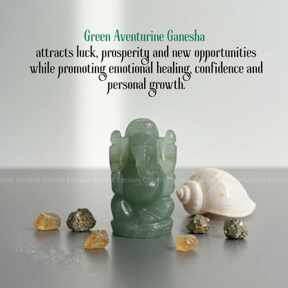 Green Aventurine Ganesha (For Luck, Prosperity and Emotional Balance)