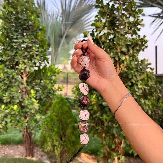 Rose Quartz and Amethyst Hanging Tumbles