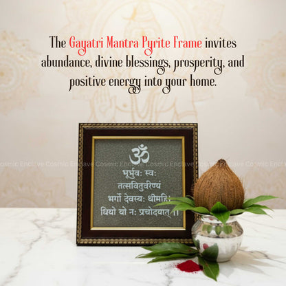 Gayatri Mantra Pyrite Frame (For Divine Protection and Aura Cleansing)