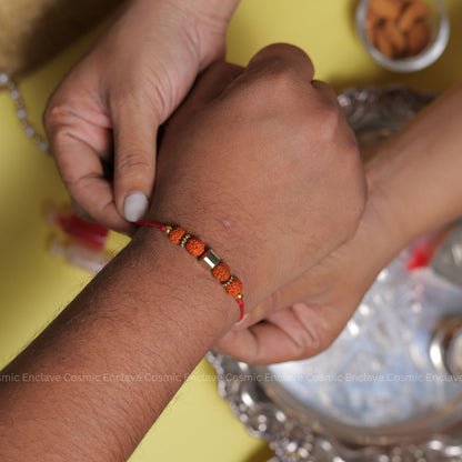 Rudraksha Bhai Bhabhi Combo Rakhi (For Spiritual Growth and Reducing Stress)