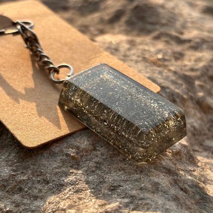 Money Magnet Pyrite Keyring (Rectangle)