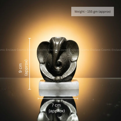 Pyrite Ganesha (With Selenite Plate) (Unveiling Wisdom & Prosperity)