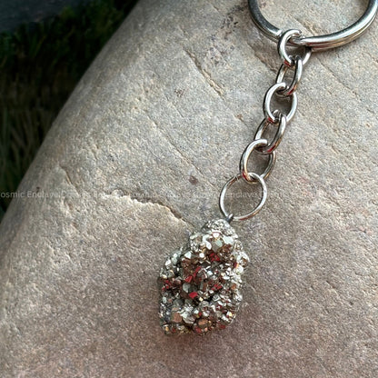 Money Magnet Raw Pyrite Keyring