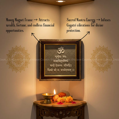 Gayatri Mantra Pyrite Frame (For Divine Protection and Aura Cleansing)