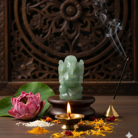 Green Aventurine Ganesha (For Luck, Prosperity and Emotional Balance)