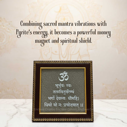 Gayatri Mantra Pyrite Frame (For Divine Protection and Aura Cleansing)