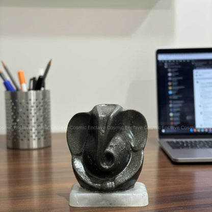 Pyrite Ganesha (With Selenite Plate) (Unveiling Wisdom & Prosperity)