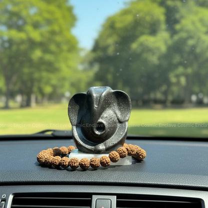 Pyrite Ganesha (With Selenite Plate) (Unveiling Wisdom & Prosperity)