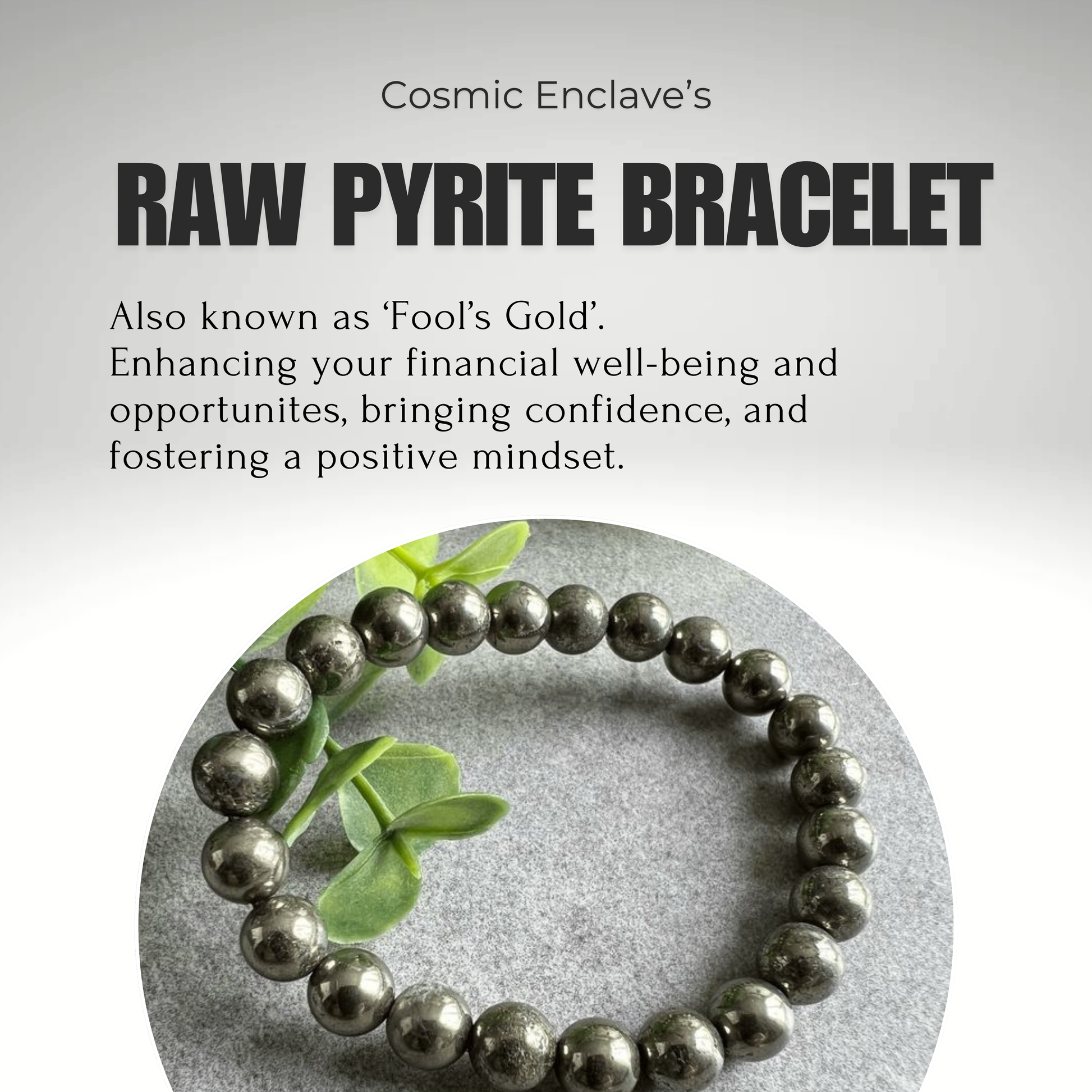 Bracelet made of round Pyrite beads.  Pyrite is Known for Attracting Wealth and Abundance.